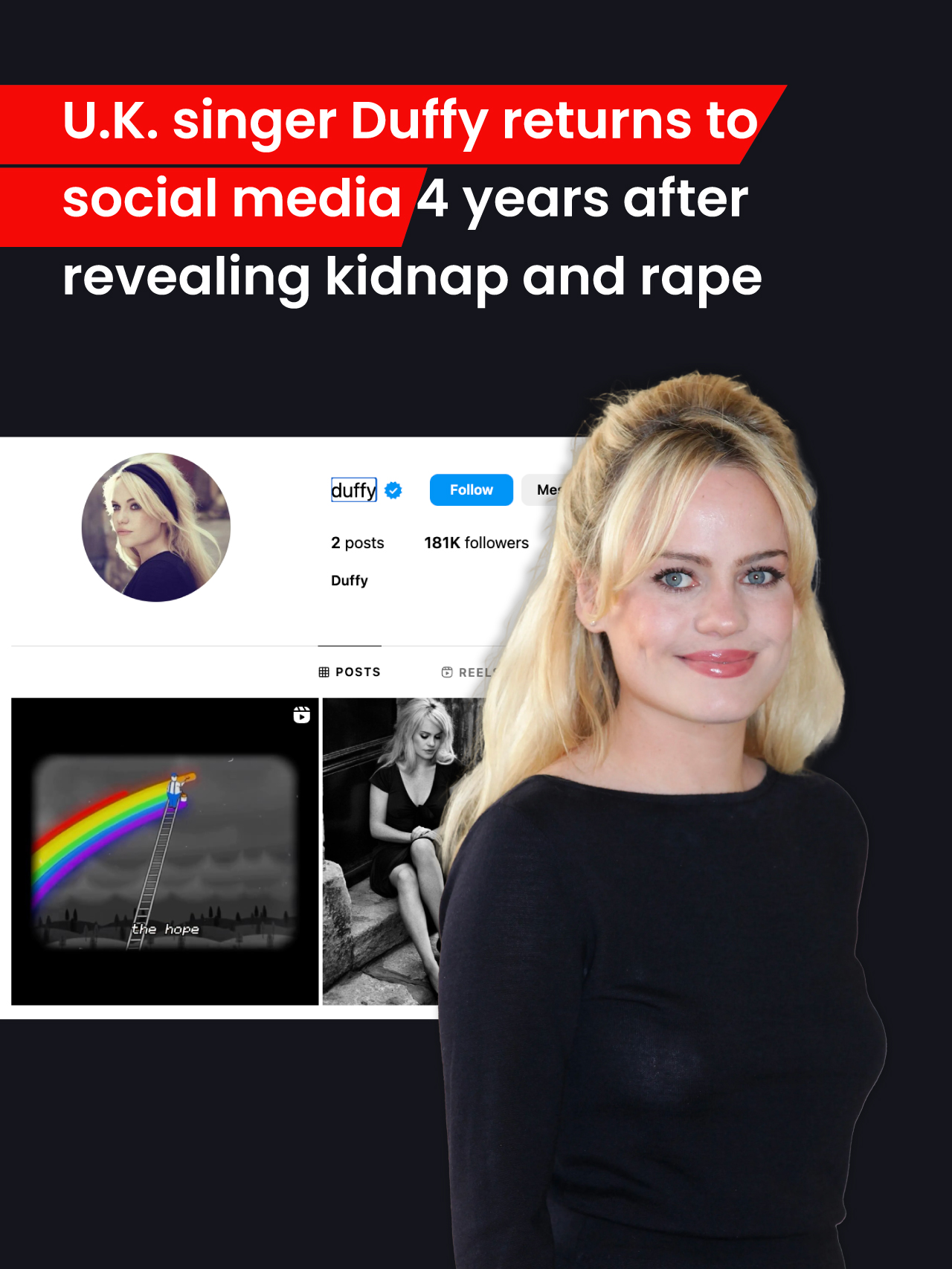 Singer Duffy returns to social media 4 years after revealing kidnap and rape